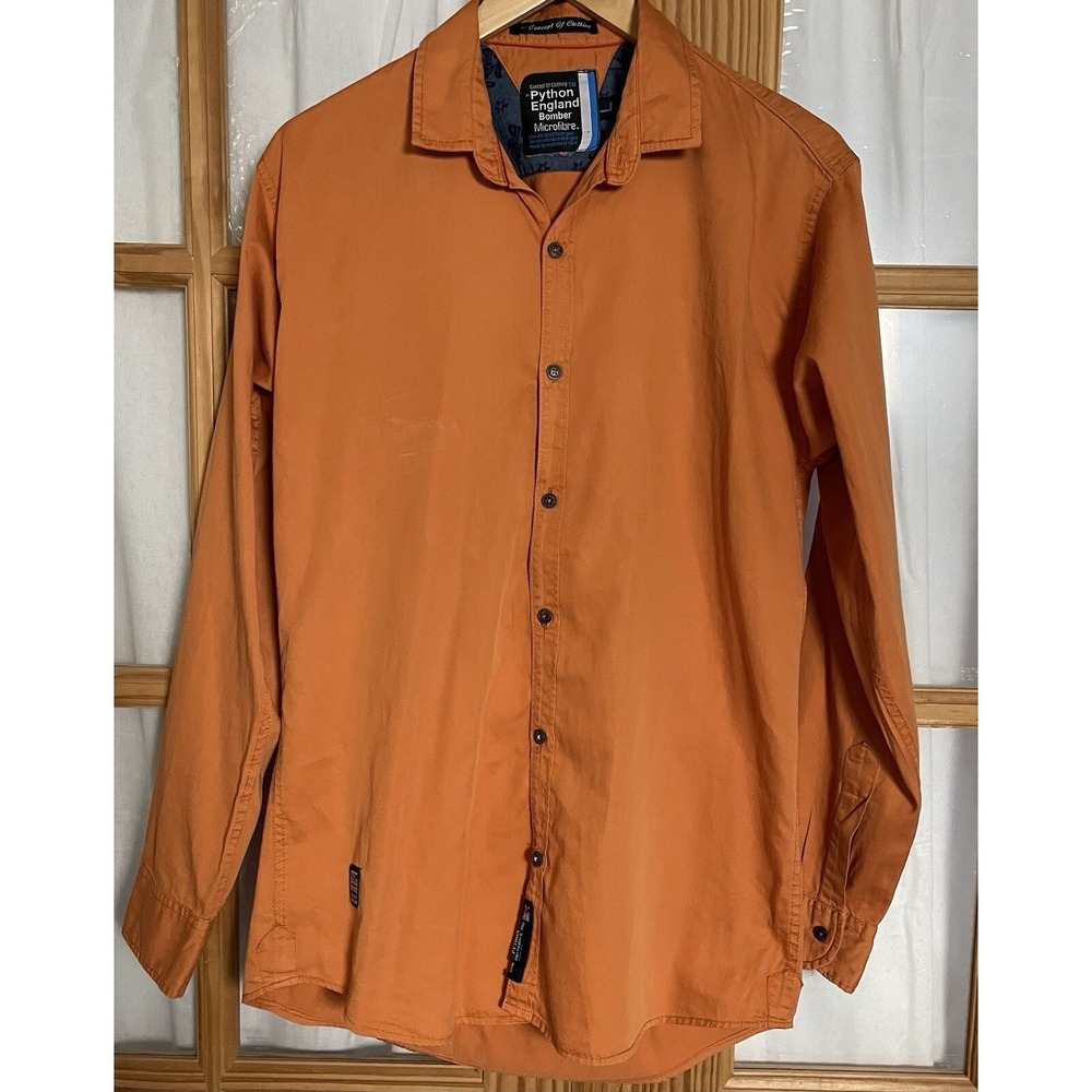 Python England Bomber Shirt Mens L Rustic Brown Microfiber Long Sleeve Classic